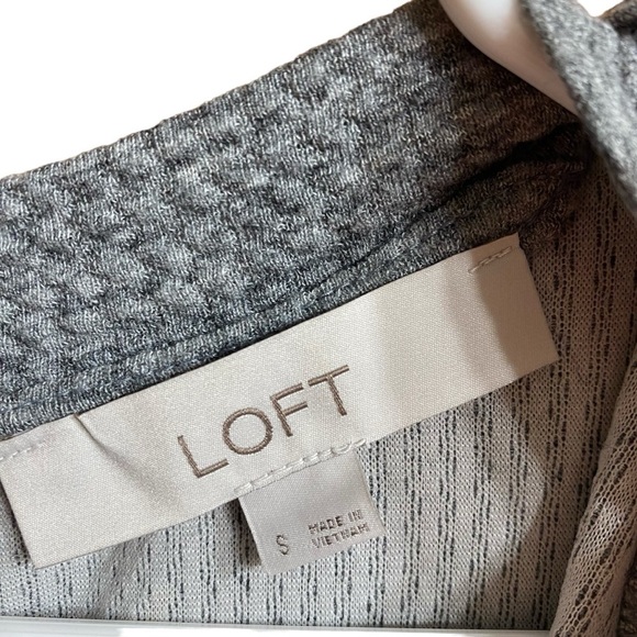 Loft Gray 3/4 Sleeve Button Back Swing Knee Length Dress Size Small - Picture 6 of 8
